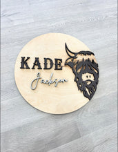 Load image into Gallery viewer, Highland Cow Nursery | Nursery Name Sign | Toddler Sign | Above Crib