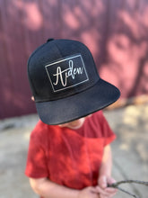 Load image into Gallery viewer, name hat personalized infant hat custom kid hat with name hat leather patch hat SnapBack hat