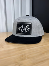 Load image into Gallery viewer, name hat personalized infant hat custom kid hat with name hat leather patch hat