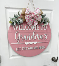 Load image into Gallery viewer, Personalized mimi gigi Grandma and Grandpa Door Hanger