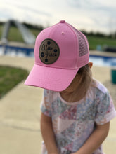 Load image into Gallery viewer, Girl name hat personalized infant hat custom kid hat with name hat leather patch hat SnapBack hat