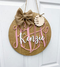 Load image into Gallery viewer, Hospital door hanger for baby room decor monogram sign for baby
