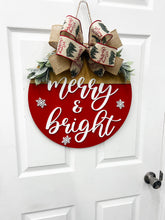 Load image into Gallery viewer, Merry & Bright Christmas Door Hanger