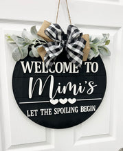 Load image into Gallery viewer, Personalized mimi gigi Grandma and Grandpa Door Hanger