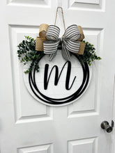 Load image into Gallery viewer, Last Inital Front door wreath|front door hanger for spring