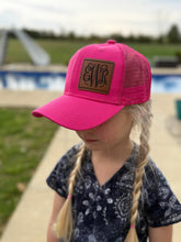 Load image into Gallery viewer, Girl name hat personalized infant hat custom kid hat with name hat leather patch hat SnapBack hat