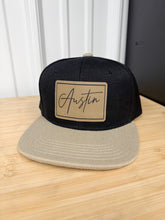 Load image into Gallery viewer, name hat personalized infant hat custom kid hat with name hat leather patch hat SnapBack hat