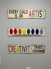 Load image into Gallery viewer, Every Child is An Artist | Creativity Take Courage | Paint Palette Wall Signs