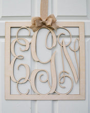 Load image into Gallery viewer, Wood Monogram Door Hanger Square-3 initials