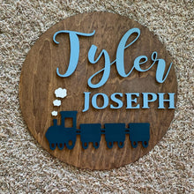 Load image into Gallery viewer, Train Nursery | Nursery Name Sign | Toddler Sign | Above Crib
