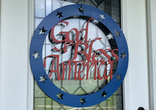 Load image into Gallery viewer, Wood Monogram Door Hanger-God Bless America
