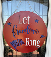 Load image into Gallery viewer, Let Freedom Ring Wood Door Hanger