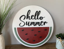 Load image into Gallery viewer, Hello Summer Wood Door Hanger-Watermelon