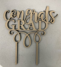 Load image into Gallery viewer, Wood Cake Topper-Congrats Grad