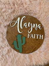 Load image into Gallery viewer, Cactus Nursery Name Sign | Cactus Themed Nursery | Boho Nursery Decor | Nursery Name Sign | Toddler Sign | Cactus Nursery Decor | Above Crib