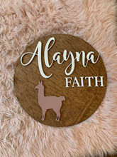 Load image into Gallery viewer, Llama Nursery Name Sign | Llama Themed Nursery | Llama | Nursery Name Sign | Toddler Sign | Llama Nursery Decor | Boho Nursery Decor