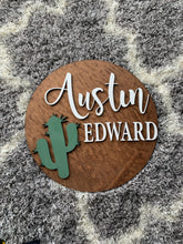 Load image into Gallery viewer, Cactus Nursery Name Sign | Cactus Themed Nursery | Boho Nursery Decor | Nursery Name Sign | Toddler Sign | Cactus Nursery Decor | Above Crib