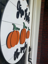 Load image into Gallery viewer, Personalized Fall Wood Door Hanger- Pumpkins - Give Thanks
