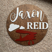 Load image into Gallery viewer, Aviation Nursery | Nursery Name Sign | Toddler Sign | Above Crib