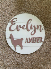 Load image into Gallery viewer, Llama Nursery Name Sign | Llama Themed Nursery | Llama | Nursery Name Sign | Toddler Sign | Llama Nursery Decor | Boho Nursery Decor