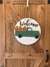 Load image into Gallery viewer, Old Truck Pumpkins Wood Door Hanger