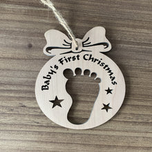 Load image into Gallery viewer, Baby's First Christmas Footprint Ornament