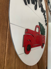 Load image into Gallery viewer, Merry Christmas Red Truck Wood Door Hanger