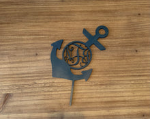Load image into Gallery viewer, Monogram Anchor- Wood Cake Topper