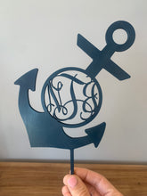 Load image into Gallery viewer, Monogram Anchor- Wood Cake Topper