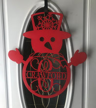 Load image into Gallery viewer, Wood Door Hanger-Snowman