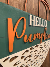 Load image into Gallery viewer, Leopard Print Hello Pumpkin Wood Door Hanger