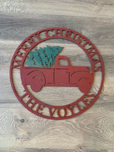 Load image into Gallery viewer, Wood Door Hanger-Red Truck Christmas