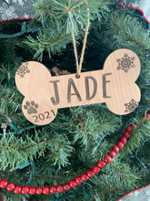 Load image into Gallery viewer, Dog Name Christmas Bone Ornament