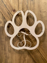 Load image into Gallery viewer, Paw Print Wood Door Hanger-Last Name