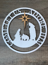 Load image into Gallery viewer, Wood Door Hanger-Come Let Us Adore Him