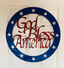 Load image into Gallery viewer, Wood Monogram Door Hanger-God Bless America