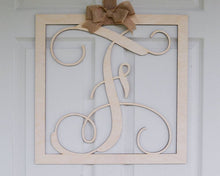 Load image into Gallery viewer, Wood Monogram Door Hanger Square-Family Initial