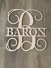 Load image into Gallery viewer, Wood Monogram Door Hanger-Last Name