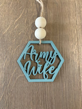 Load image into Gallery viewer, Rear View Mirror Car Charm- Army Wife