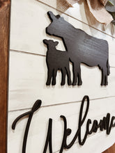 Load image into Gallery viewer, Farmhouse Cow Tag Wood Door Hanger
