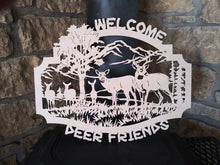 Load image into Gallery viewer, Wood Door Hanger-Welcome Deer Friends