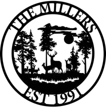 Load image into Gallery viewer, Monogram Wood Door Hanger-Wildlife Family Name