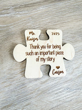 Load image into Gallery viewer, Personalized puzzle piece Teacher Coaster autism caregiver gift difference maker
