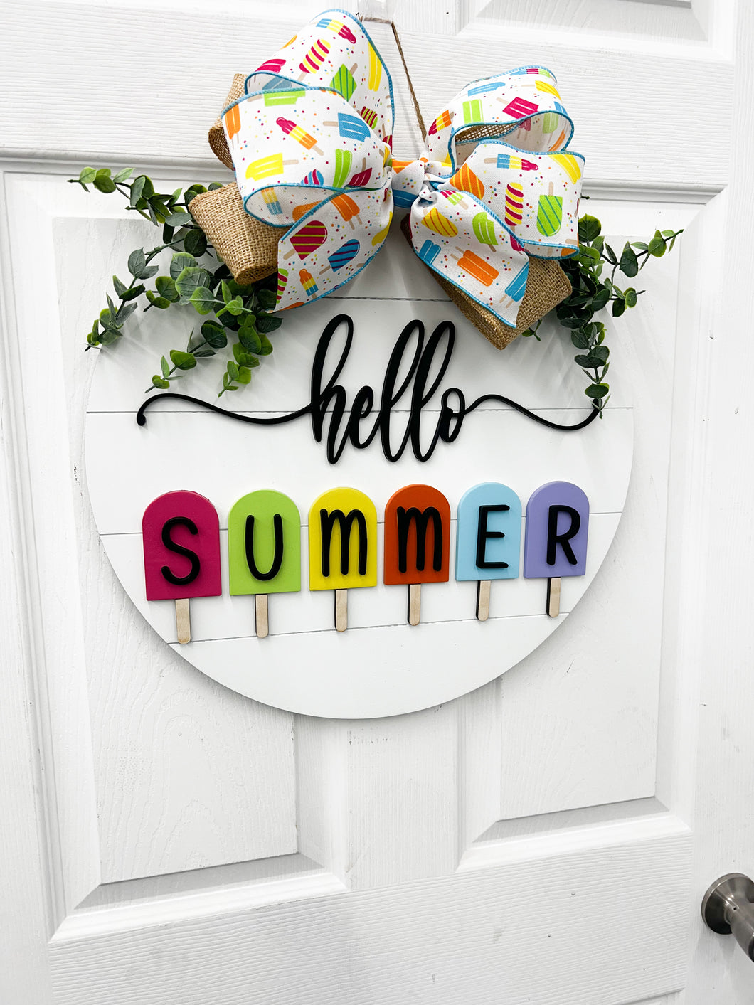 Hello Summer Popsicles Front door wreath|front door hanger for summer