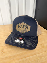 Load image into Gallery viewer, Dad custom monogram name hat personalized Father’s Day godt ihat custom kid hat with name hat leather patch hat SnapBack hat
