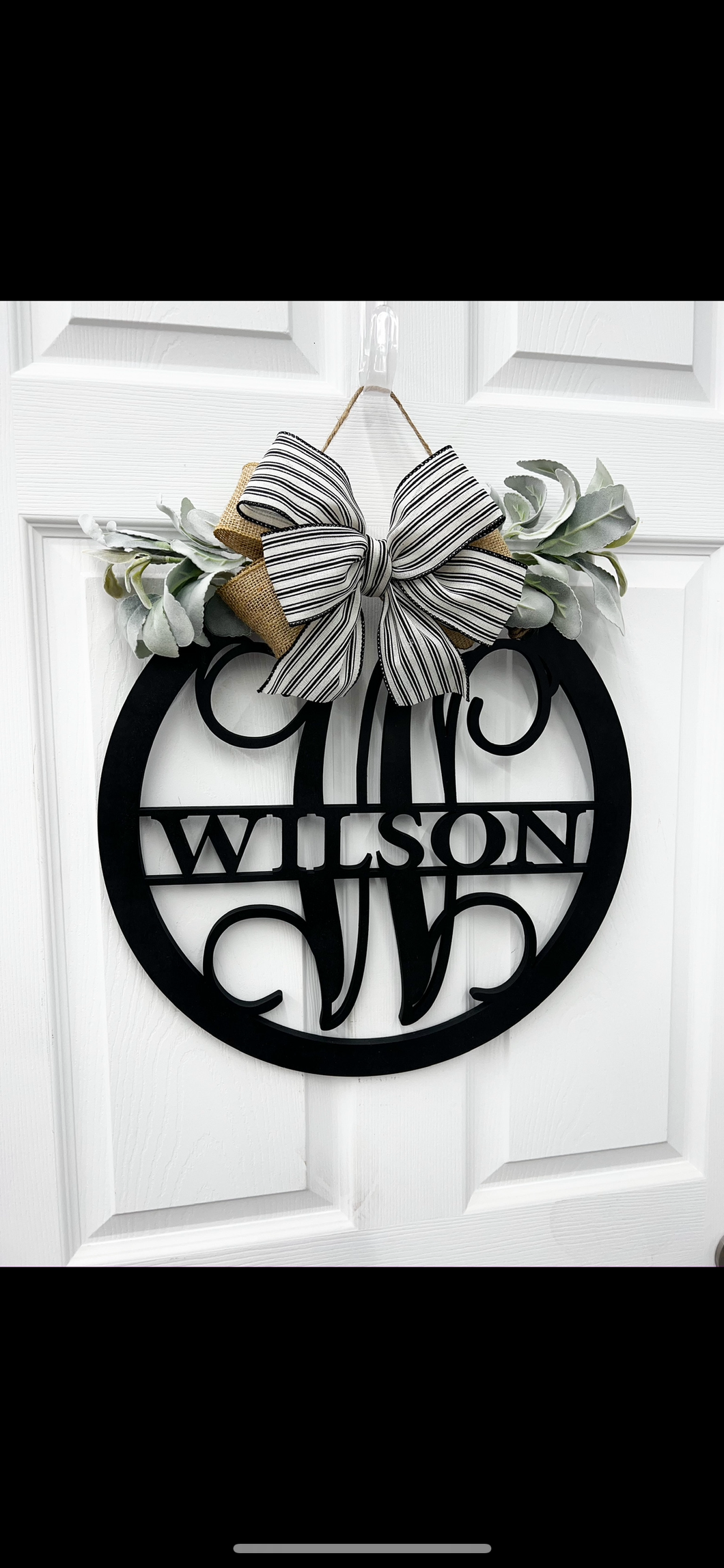 Initial Last Name Front door wreath|front door hanger for spring