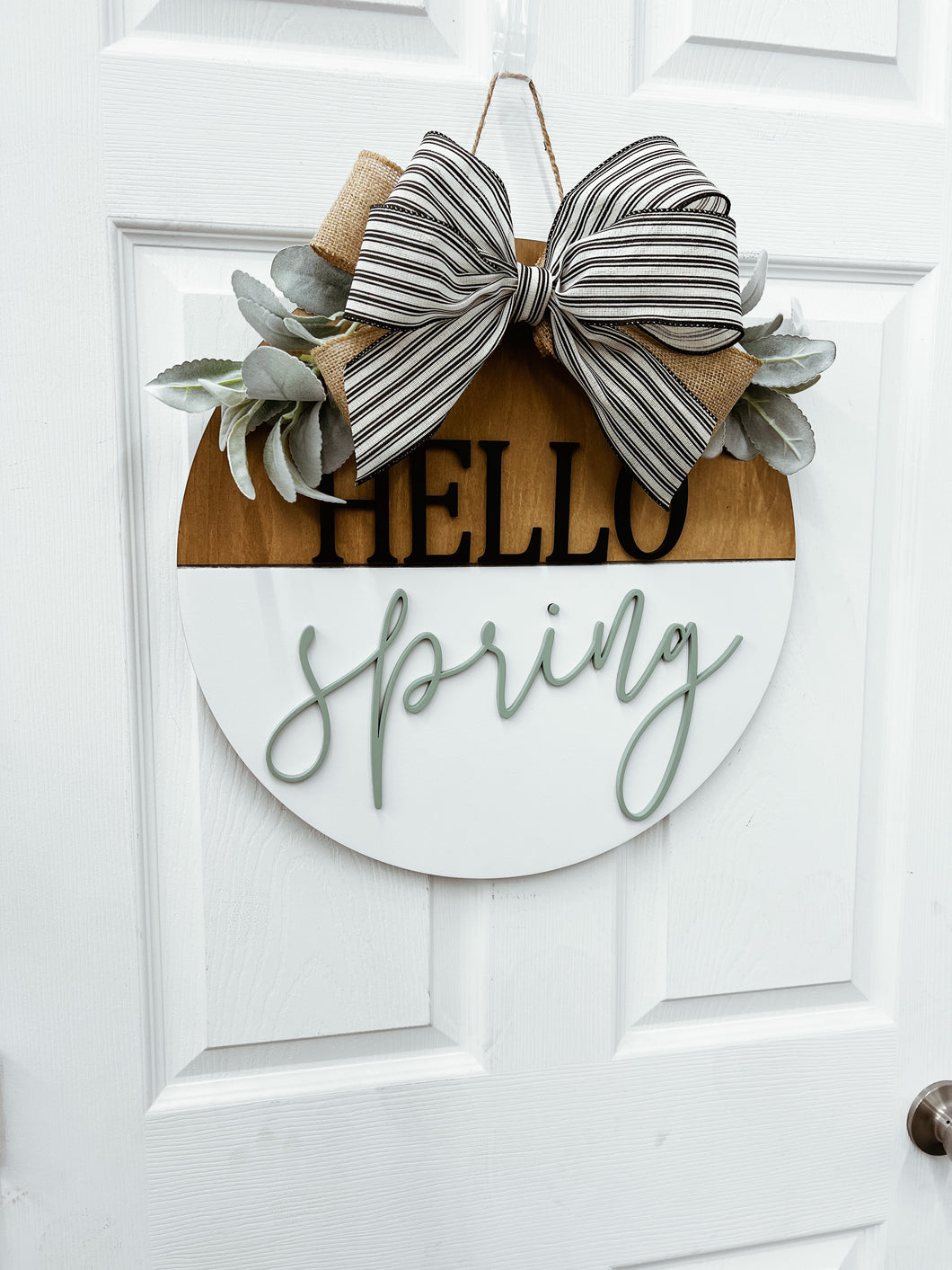 Hello Spring Front door wreath|front door hanger for spring