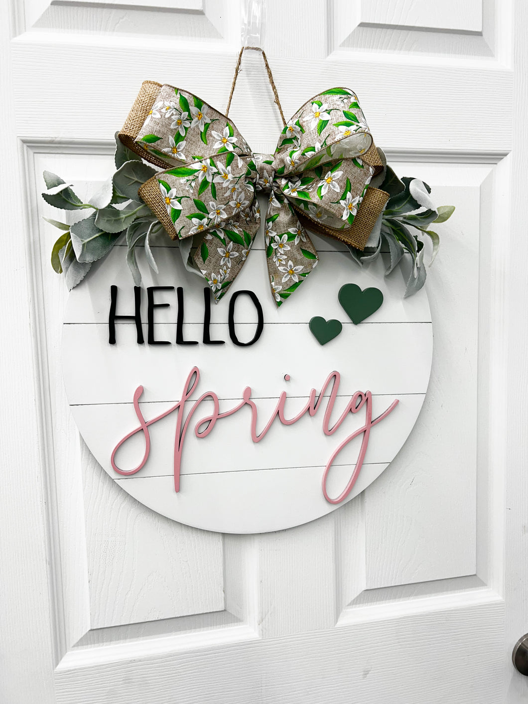 Hello Spring Front door wreath|front door hanger for spring