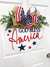 Load image into Gallery viewer, God Bless America Patriotic Front door wreath|front door hanger for Memorial Day
