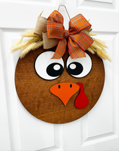 Load image into Gallery viewer, Turkey Wood Door Hanger| fall wood wreath | pumpkin fall door decor Thanksgiving decor
